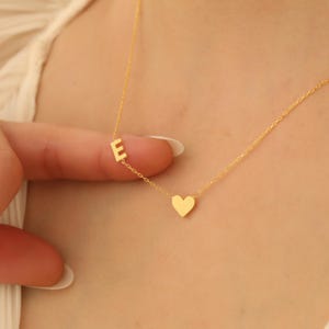 Initial Necklace , 925K Silver Necklace , Personalized Necklace, Heart Necklace, Sideways Necklace