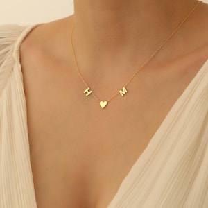 Letter Necklace, Heart Necklace, Custom Initial Necklace, Personalized Necklace, Sideways Love Pendant