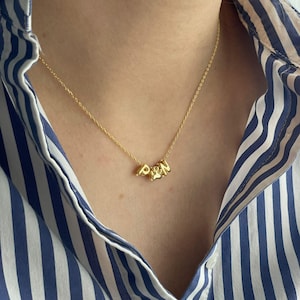 Custom 3D Bubble Name Necklace, Personalized Letter Necklace, Puff Necklace, Layering Necklace, İnitial Bubble Necklace