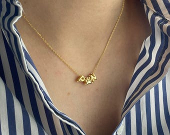 Custom 3D Bubble Name Necklace, Personalized Letter Necklace, Puff Necklace, Layering Necklace, İnitial Bubble Necklace