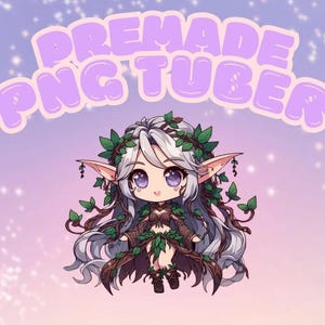 Druid Girl Version 2 Full Body - Premade Chibi PNG Tuber - Nightelf, Highelf, Sindorei, Elf - PNGTuber Avatar - Vtube Model - Giftuber