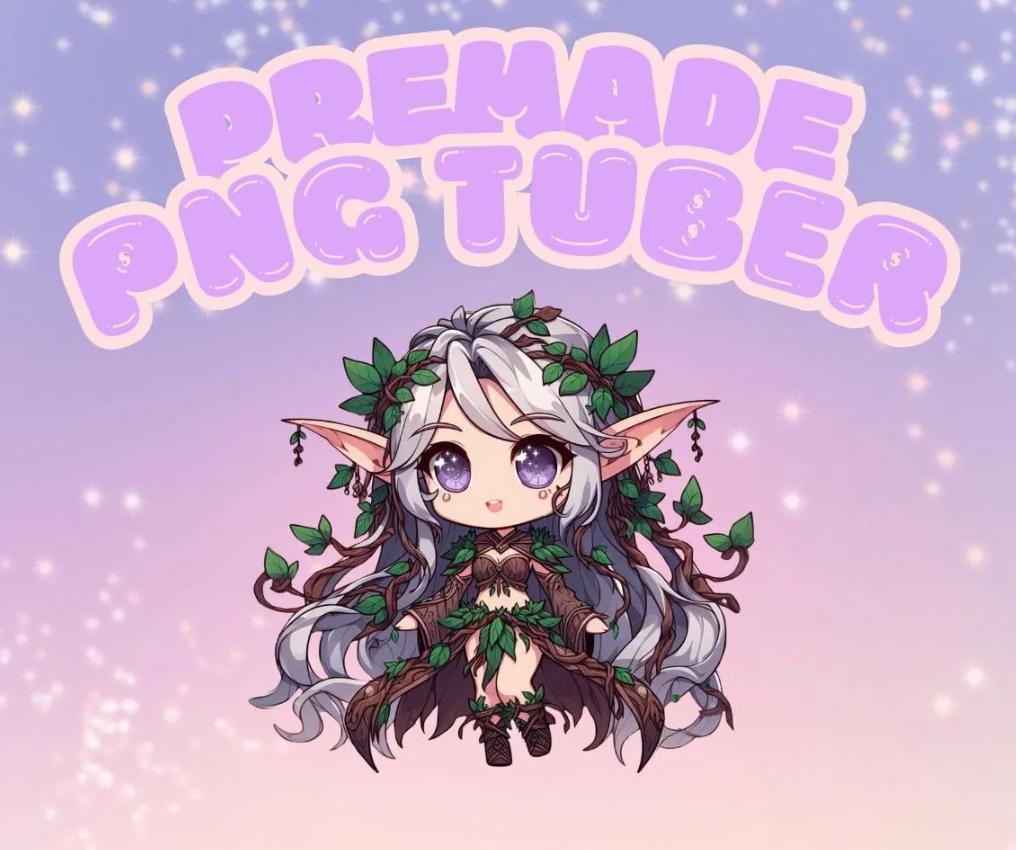 Druid Girl Version 2 Full Body - Premade Chibi PNG Tuber - Nightelf, Highelf, Sindorei, Elf - PNGTuber Avatar - Vtube Model - Giftuber