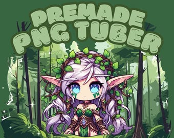 Druid girl - premade chibi png tuber - nightelf, highelf - pngtuber avatar - vtube model - cute model - giftuber