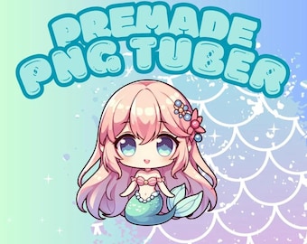 Little Mermaid - Premade Chibi PNG Tuber - Kawaii Model Veadotube Mini - Vtuber Girl - Vtuber Model - Mermaid PNG Tuber - Cute PNGtuber