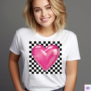 Coquette Valentine Heart PNG: Retro Checkered Design (Digital Download)