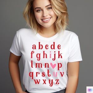 Valentine Alphabet SVG: I Love You Shirt Design (Digital Download)