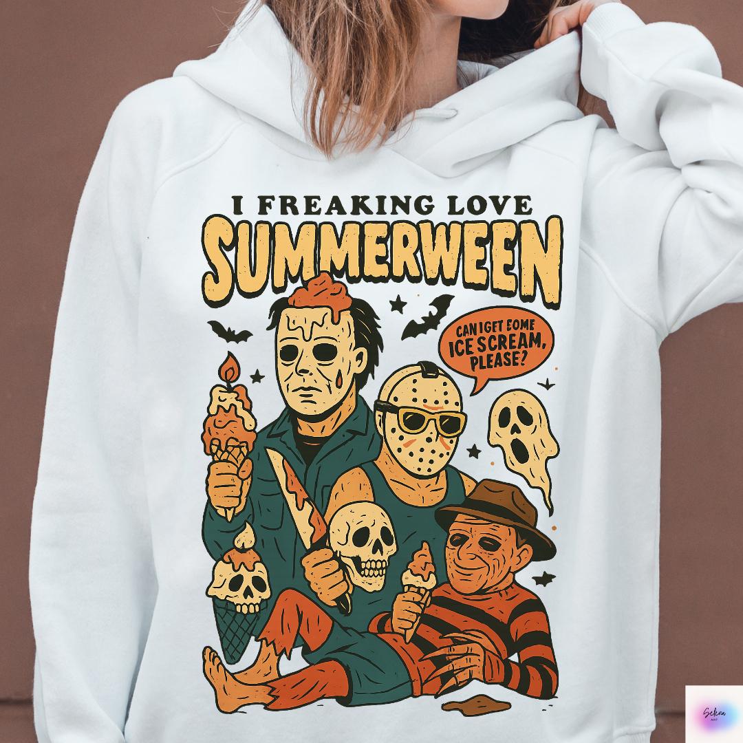 Funny Summer Halloween PNG: Horror Characters Shirt Design (Digital Download)
