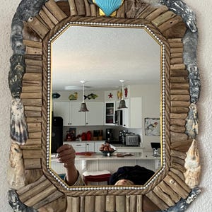 Seashell Mirror, Shell and Driftwood Mirror, Shell Mirror, Driftwood Mirror, Coastal Decor, Mirror, Beachy Mirror