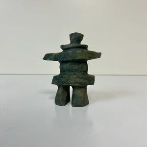 Inukshuk - Handmade original soapstone sculpture by Indigenous Dene Carver Anthony Antoine - 5" tall. Inuit legend stone markers. Inuk