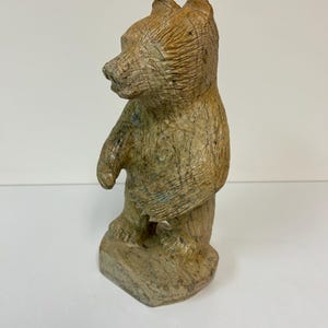Handmade Indigenous Soapstone Grizzly Bear Sculpture by Anthony Antoine (12&quot; tall, 13 lbs)