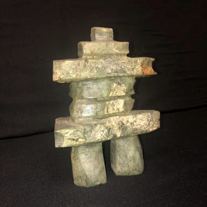Inukshuk - Handmade soapstone sculpture by Anthony Antoine - 8" tall 3lbs. Inuit stone marker. Translates to "in the likeness of a human"