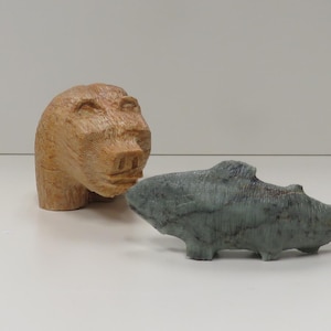 Handmade Soapstone Sculpture: Fishing Grizzly Bear & Salmon