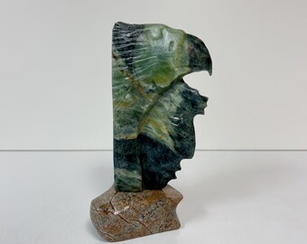 Handmade Soapstone Eagle Storyteller Sculpture by Indigenous Dene Carver Antony Antoine