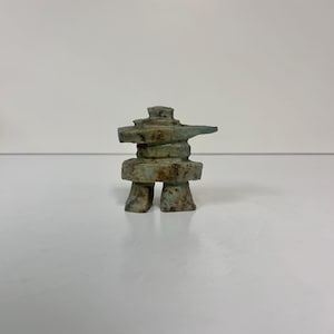Small Inukshuk - Handmade original soapstone sculpture by Indigenous Dene Carver Anthony Antoine - 3.5" tall - perfect gift from Canada