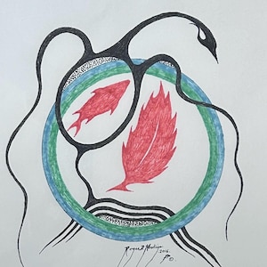 Loon Series 1 - original illustration by Indigenous artist Roger Noskiye – 12″x 15″
