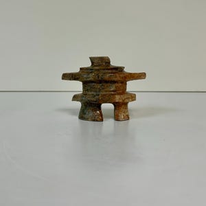 Small Inukshuk - Handmade original soapstone sculpture by Indigenous Dene Carver Anthony Antoine - 3" tall unique colouring Inuit stone