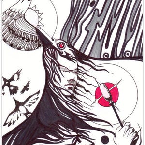 Carte de voeux Raven batteur - carte de voeux de 7 x 4,5 pouces. uvres d'art originales de l'artiste autochtone métis et illustrateur de l'Alberta Native News Bill Roy