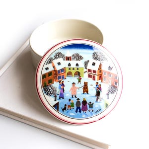 Vintage Villeroy & Boch Naif Christmas jar, Villeroy porcelain Christmas biscuit jar, Gerard Laplau porcelain cookie jar, Made in Belgium