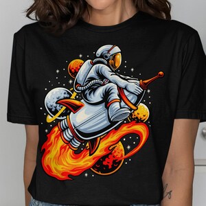 Astronaut T-Shirt, Rocket Rider Tee, Outer Space Shirt, Planet Design, Cosmic T Shirt, Sci Fi T Shirt, Streetwear Tee, Funny T Shirt
