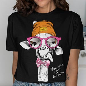 Camiseta de jirafa, camiseta hipster de animales, camiseta genial de animales, camiseta urbana, camiseta de moda, camiseta de jirafa de dibujos animados, regalo para amantes de las jirafas