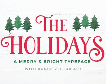 Rustic Christmas Font, The Holidays, A Vintage Holiday Typeface, OTF & TTF files, Instant Download