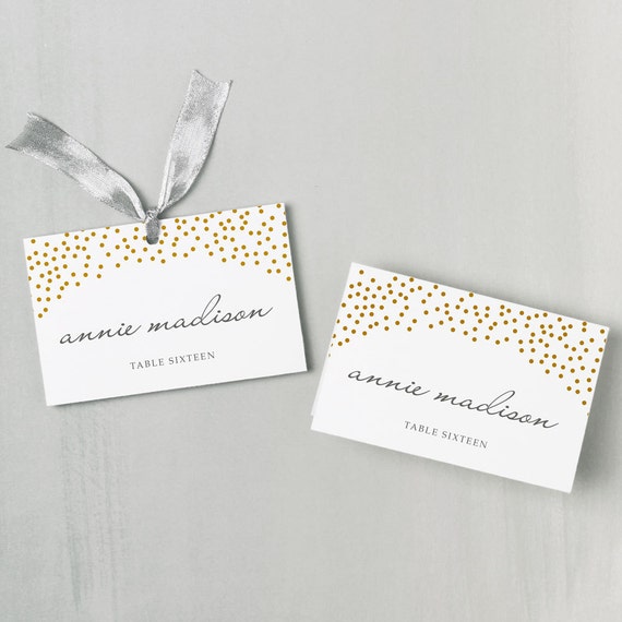 printable place card template instant download gold dots etsy place card templates for mac