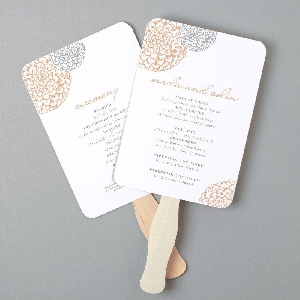 Instant Download Diy Wedding Program Fan Template Blooms Etsy