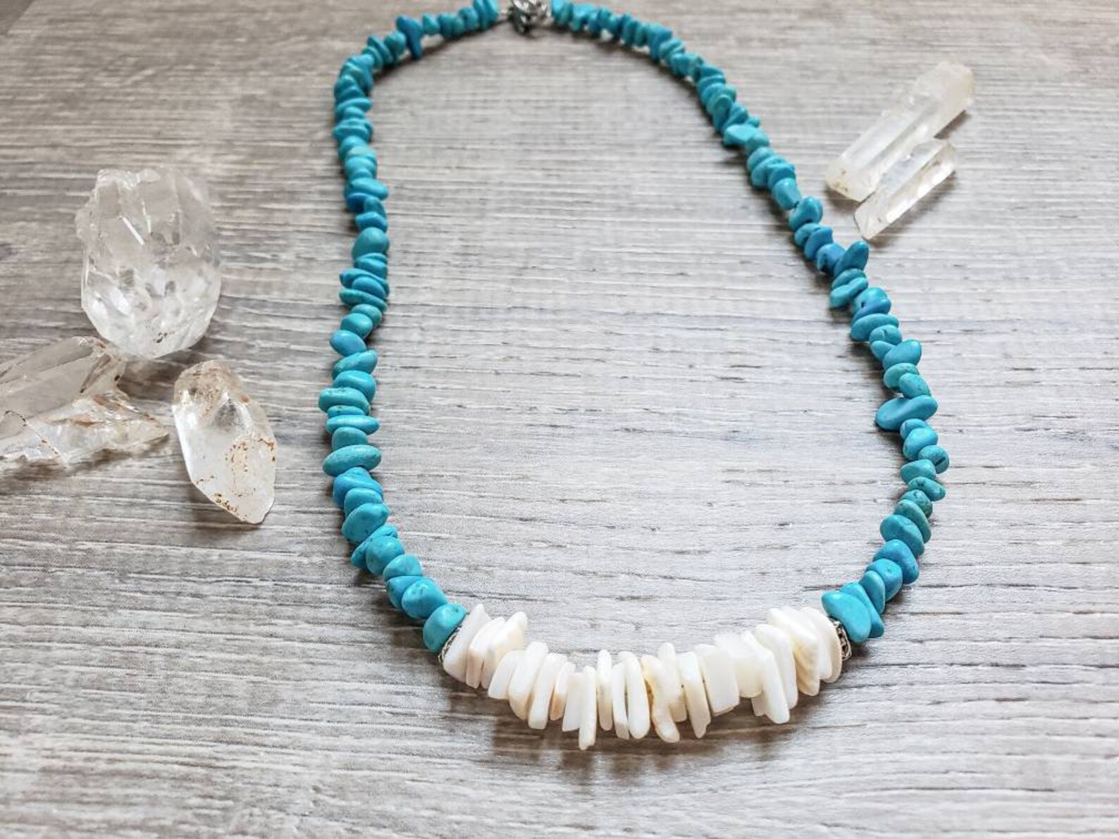 Turquoise tone necklace outer banks jewelry heishi shellsurf Etsy