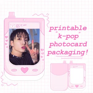 AFDRUKBARE esthetische kpop-fotokaartverpakkingen voor handelaars en verkoop! | kaartbeschermer toploader | direct downloaden | schattige fotokaartverpakking
