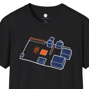 Camiseta de la computadora de placa única Raspberry Pi Modelo B / Regalo original para hacker, geek y creador de hardware RPi / Camiseta nostálgica de informática DIY