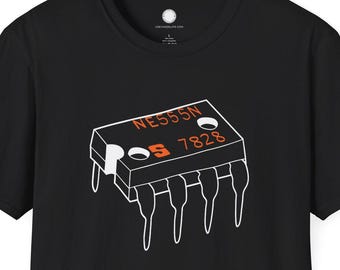 The Timeless 555 Timer Chip Tee | Hand-Drawn Vintage Electronics IC Sketch T-Shirt | Retro OG Hardware Hacker Engineer Electronics Gift