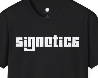 Vintage Signetics Text T-Shirt | Classic Semiconductor Company Logo | Hand-Drawn Electronics Engineer Gift | IC Manufacturer Heritage Design