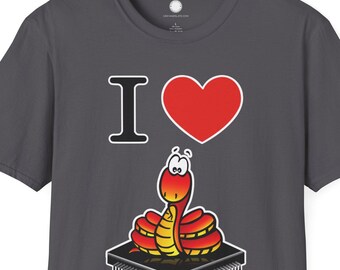 I Love MicroPython Programming | Maker Philosophy Tee | Embedded Systems Developer Gift Microcontroller Coding Snake Logo Shirt
