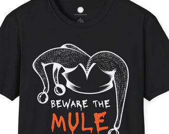 Beware the Mule T-Shirt | Foundation Series Sci-Fi Fan Gift | Asimov Literary Reference | Quirky Science Fiction Tee