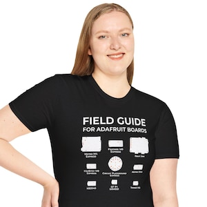 Camiseta Adafruit Circuit Board Field Guide / Siluetas de identificación dibujadas a mano / Regalo para creadores de Arduino, hardware electrónico y hackers / Camiseta CircuitPython