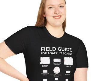 Adafruit Circuit Board Field Guide T-Shirt | Hand-Drawn ID Silhouettes | Arduino Maker Electronics Hardware Hacker Gift CircuitPython Tee