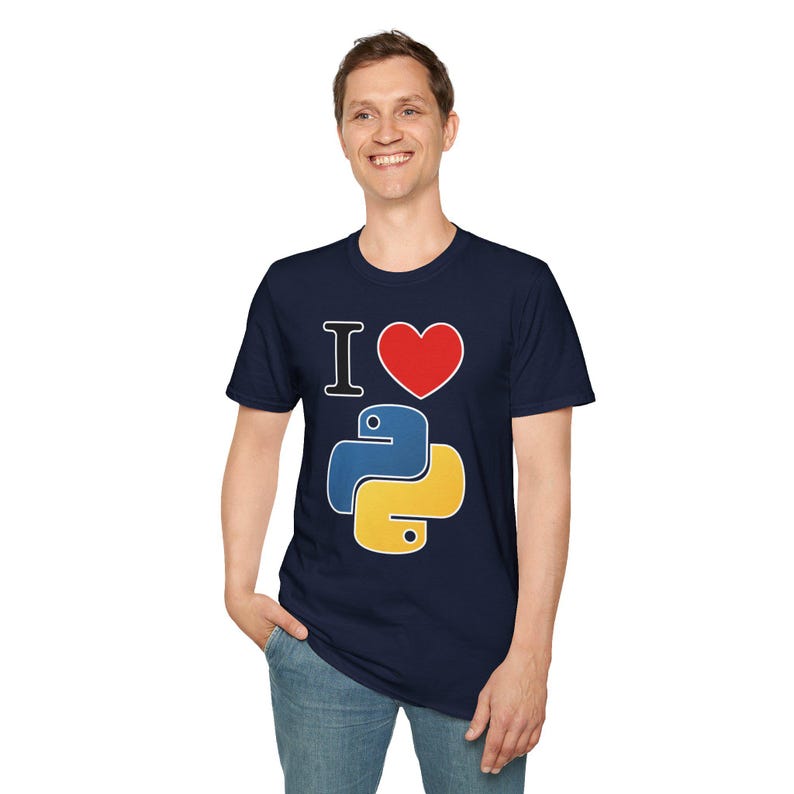 I Love Python Programming | Maker Philosophy Tee | Software Developer Gift Coding Enthusiast Blue Yellow Snake Logo Typography Shirt image 13