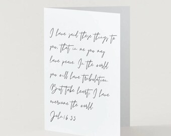 Simple minimalist encouragement printable greeting card John 16:33