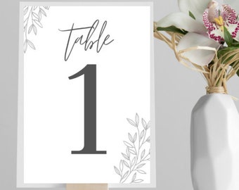 Print yourself wedding/party table numbers , 5x7 , 1-12