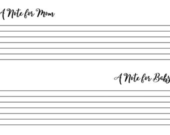 Minimal baby shower note to mom and note to baby