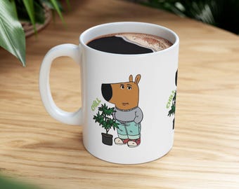 Chill Dog Ceramic Mug, Plant Parent Gift, Funny Coffee Cup