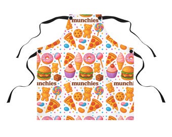 Cartoon Munchies Apron – Funny Food Print, Chef's Gift