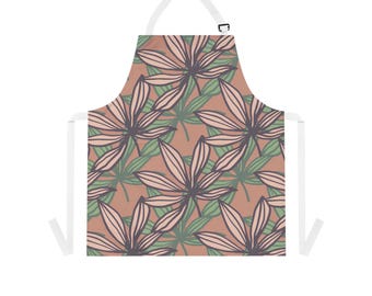 Botanical Print Kitchen Apron: Adjustable Gardening Apron