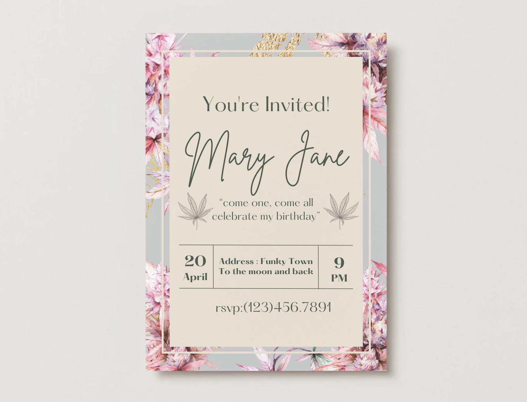 420 Birthday Invitation Digital Download | Cannabis Party Invite | Weed ...