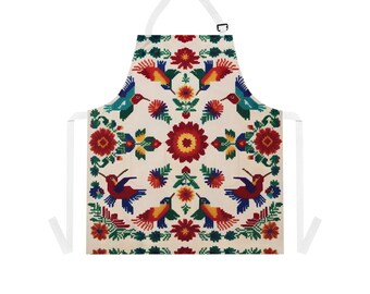 Floral Apron: Vibrant Kitchen Bib with Pockets