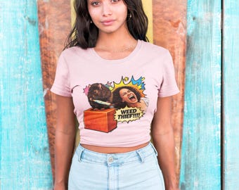 Weed Thief Retro Collage T-Shirt | Vintage Pop Art Cannabis Tee