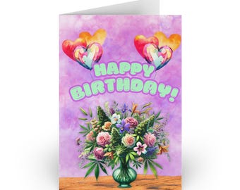 Cannabis Bouquet Birthday Card, Funny Weed Lover Gift