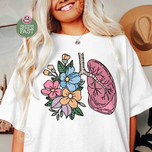 Anatomical Lung Shirt, Respiratory Therapist Shirt, breathwork tee, Floral Lungs Graphic Tees, Nurse Shirt, Lung T-Shirt, Breathe Therapy
