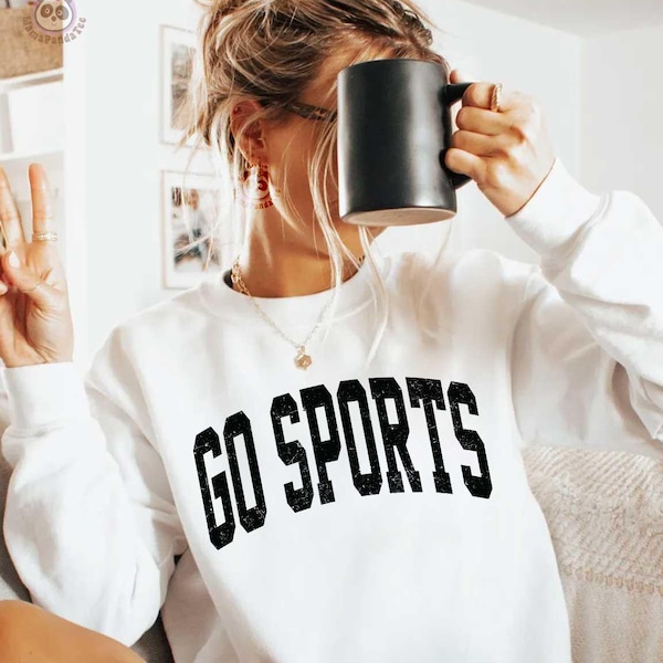 Vintage Go Sports Sweatshirt, Game Day Hoodie, Varsity Sports Sweatshirt, Tailgate Crewneck, Sunday Football, Football Mom sweater