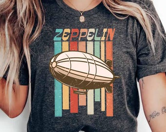 Retro Zeppelin T-shirt, Vintage 70s 80s Shirts, Blimp Tshirt, Zeppelin Airship Tee, Aviation Shirt, Dirigible Airship Shirt, Gift for Men
